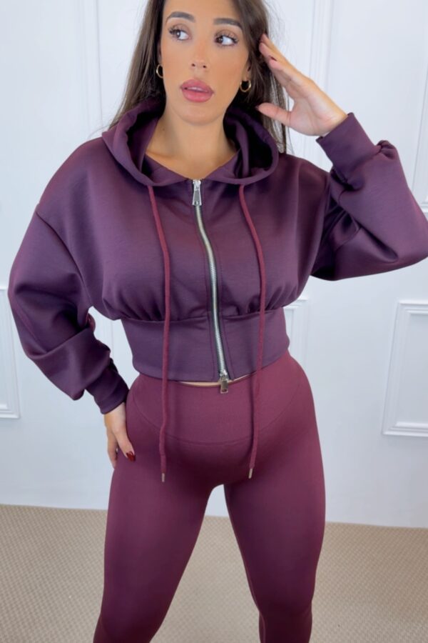 Sudadera crop doble cremallera